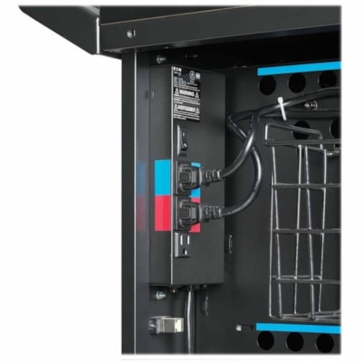Tripp Lite series CSC42AC 42-Device AC Charging Station Cart, Black - 3 Shelf - Steel, Wood - 26" (661.42 mm) Width x 28.8" (732.54 mm) Depth x 43.1" (1093.47 mm) Height - Steel Frame - Black - For 42 Devices  AC Mobile Charging Cart - Lap tops and Chromebooks