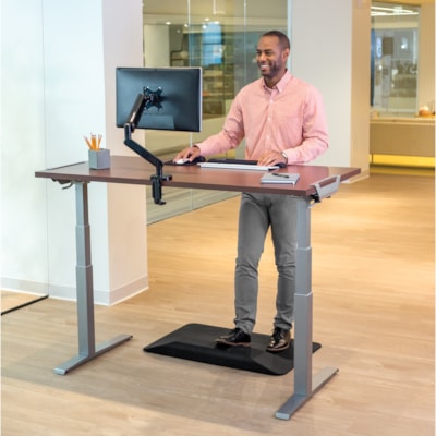 Fellowes High-Pressure Laminate Desktop - Mahogany Rectangle, High Pressure Laminate (HPL) Top - 220 lb (99.79 kg) Capacity - 60" (1524 mm) Table Top Length x 30" (762 mm) Table Top Width x 30" (762 mm) Table Top Depth x 1.1" (28.70 mm) Table Top Thickness - Assembly Required - Mahogany - 1 Each  - Mahogany 