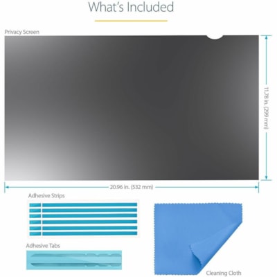 StarTech.com Monitor Privacy Screen for 24" Display - Widescreen Computer Monitor Security Filter - Blue Light Reducing Screen Protector - 24 in widescreen monitor privacy screen for security outside +/-30 degree viewing angle to keep data confidential - 2 mount options w/ adhesive strips - Anti-gla  ACCS 