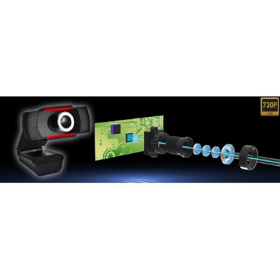 Adesso CyberTrack CyberTrack H3 Webcam - 1.3 Megapixel - 30 fps - Black, Red - USB 2.0 - 1280 x 720 Video - CMOS Sensor - Manual Focus - Microphone - For Computer, Notebook, Smart TV  