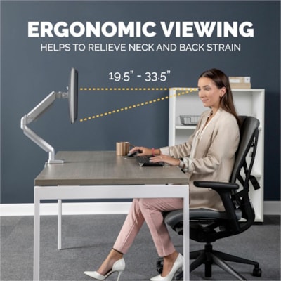 Fellowes Platinum Mounting Arm for Monitor - Silver - 1 Display(s) Supported - 27" Screen Support - 20 lb (9071.85 g) Load Capacity - 1 Each SILVER - DESK MOUNT 
