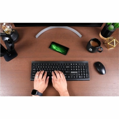 IOGEAR Long range wireless keyboard and mouse combo - USB Wireless RF - 104 Key - Black - USB Wireless RF Mouse - Black - AAA, AA - Compatible with Computer for Windows, Mac OS - 1  