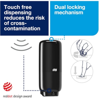 TORK - Distributeur de savon moussant 571608 - Automatique - Sans contact - Noir - 1 chaque SOAP OR SANITIZER REFILLS 