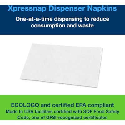 TORK - Serviette à distributeur Xpressnap - 1 Pli - Enchevêtré - largeur de 13 po (330,20 mm) x longueur de 8,50 po (215,90 mm) - Blanc - Fibre - 500/emballage - 12 / Carton  SERV  ENTREPLI?ES MONOCOUCHE  500 CT  13'' X 8-1/
