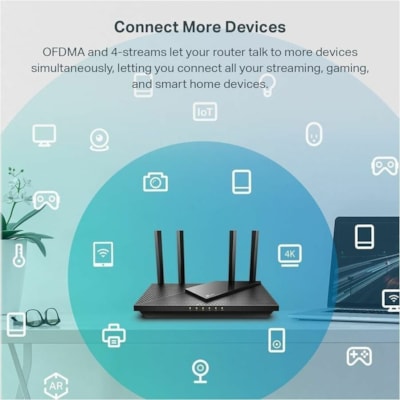 TP-Link Archer AX55 Wi-Fi 6 IEEE 802.11ax Ethernet Wireless Router - Dual Band - 2.40 GHz ISM Band - 5 GHz UNII Band - 4 x Antenna(4 x External) - 375 MB/s Wireless Speed - 4 x Network Port - 1 x Broadband Port - USB - Gigabit Ethernet - VPN Supported - Desktop  