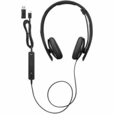 Lenovo Wired VoIP Headset (Teams) - Microsoft Teams Certification - Stereo - USB Type C - Wired - 2.2 Kilo Ohm - 20 Hz to 20 kHz - Over-the-head - Binaural - Ear-cup - 5.9 ft Cable - Noise Cancelling Microphone - Black  ACCS 