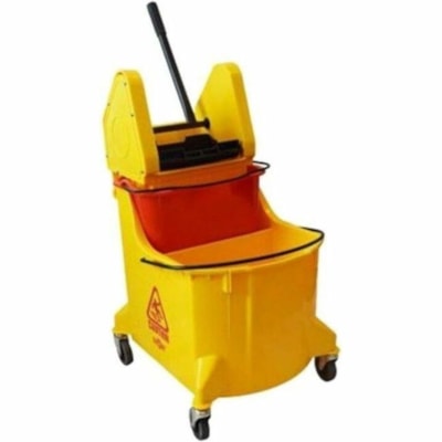 Globe 35 Qt Downpress Dual Bucket System - 35 Qt / Yellow - 33.12 L - Dual Bucket, Heavy Duty - 38" (965.20 mm) x 28" (711.20 mm) - Yellow - 1 Each INCLUDES DIRTY WATER BUCKET YELLOW