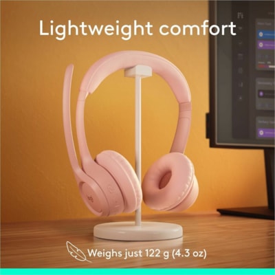 Logitech Zone 300 Headset - Stereo - Wireless - Bluetooth - 98.4 ft (30 m) - 50 Hz to 20 kHz - Over-the-head - Binaural - Supra-aural - Noise Cancelling Microphone - Rose  