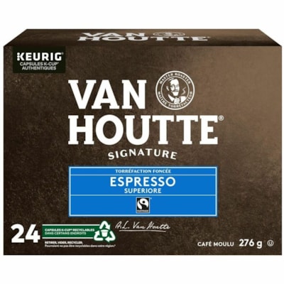 VAN HOUTTE K-Cup Espresso Superiore Dark Roast Signature Coffee - Compatible with Keurig K-Cup Brewer - American, Regular - Dark - K-Cup - Espresso - Kosher - 24 / Box 24/BX  KEURIG 