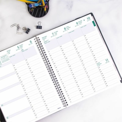 Blueline 2026 Timanager 13-Month Weekly/Monthly Planner - December to December - 11" x 8-1/2" - Black - Bilingual - Weekly, Monthly - 13 Month - December 2025 to December 2026 - 7:00 AM to 7:30 PM - Half-hourly - Monday - Friday - Letter - 8 1/2" (215.90 mm) x 11" (279.40 mm) Sheet Size - Twin Wire   