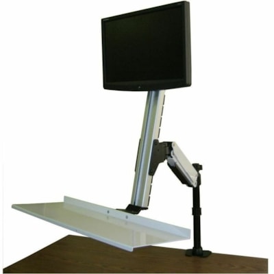 Rocelco - Montage de bureau Sit-Stand pour Moniteur, Poste de travail, Ordinateur, Clavier, Souris - Noir - Hauteur réglable - 27 po Support d'écran - 24 lb (10886,22 g) Capacité de charge - Acier, Aluminium - 1 Unité  Floating Desk ise à debout.