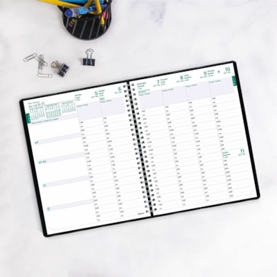 Blueline 2026 Timanager 13-Month Weekly/Monthly Planner - December to December - 8-1/2" x 6-3/4" - Black - Bilingual - Weekly, Monthly - 13 Month - December 2025 to December 2026 - 7:00 AM to 7:30 PM - Half-hourly - Monday - Friday - 6 3/4" (171.45 mm) x 8 1/2" (215.90 mm) Sheet Size - Twin Wire - B  