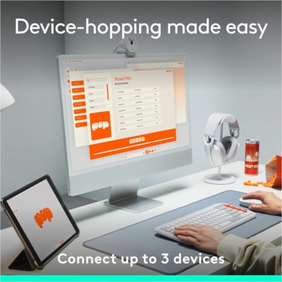 Logitech POP Icon Keys Keyboard - Wireless Connectivity - Bluetooth - 5.1 - 32.81 ft (10000 mm) - USB Interface - Easy-Switch, Power Switch Hot Key(s) - ChromeOS, Windows 10, Windows 11, Mac OS X 12.0 Monterey, Linux, Android 12, iOS 15, iPadOS 15 - PC, Mac - Recycled Plastic - AAA Battery Size Supp  WRLS 