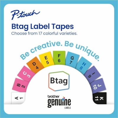 Brother P-touch BTAG-L33 Blue on Light Blue Label Tape - x 15/32" (12 mm) Width x 13 1/8 ft (4 m) Length - Light Blue - Water Resistant - Temperature Resistant, Fade Resistant, Dishwasher Safe, Freezer Safe, Microwave Safe, Easy Peel, Removable, Household Liquid Resistant - 1 Each 12 MM NON-LAMINATED TAPE 