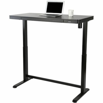 Realspace Electric 48" Height-Adjustable Standing Desk, Black - Modern Style - 1 Drawers - 2 Legs - 100 lb (45.36 kg) Capacity - Height Adjustable - 48" (1219.20 mm) Table Top Width x 23.6" (599.44 mm) Table Top Depth - 47.6" (1209.04 mm) Height - Business, Office - Assembly Required - Black, Metall  