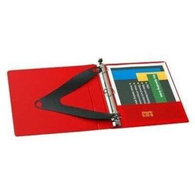 Grand & Toy 3" Locking D-Ring Letter-Size Binder, Red - Letter - 8 1/2" (215.90 mm) x 11" (279.40 mm) Sheet Size - 650 Sheet Capacity - 3" (76.20 mm) Ring - Fastener(s): 3 x D-Ring - Pocket(s): 4, Front & Back, Internal - Polypropylene, Plastic, Vinyl - Red - Recycled - Locking Ring, Lockable, Easy  LEATHER GRAINED VINYL 2 INSIDE POCKETS