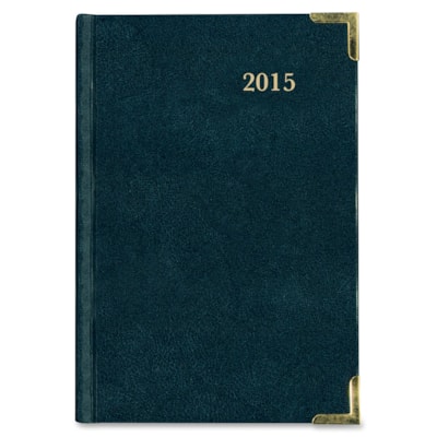 Brownline Aristo Bonded Leather Weekly Executive Appointment Book - Julian Dates - Weekly - January to December - 7:00 AM to 6:00 PM - Quarter-hourly - 1 Week Single Page Layout - 7 5/8" (193.68 mm) x 10 7/8" (276.23 mm) Sheet Size - Sewn - Assorted - Leather - Hard Cover, Ribbon Marker, Maps - 1 Ea  
