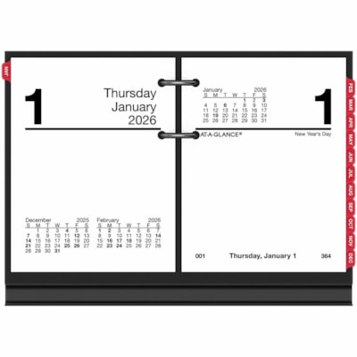 At-A-Glance 2026 Daily Desk Calendar Refill 2-Pages/Day - 3-3/4" H x 3" W - English - Daily - 12 Month - January 2026 to December 2026 - 1 Day Double Page Layout - 3" (76.20 mm) x 3 3/4" (95.25 mm) Sheet Size - Desk - Red - Paper - Event Planning Sheet, Task List, Appointment Schedule, Reference Mon RECYCLED AT-A GLANCE FITS BASE E19  30% PCW