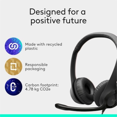 Logitech Padded H390 USB Headset - Stereo - USB - Wired - 20 Hz to 20 kHz - Over-the-head - Binaural - Circumaural - 8 ft (2.44 m) Cable - Noise Cancelling Microphone - Black, Silver  