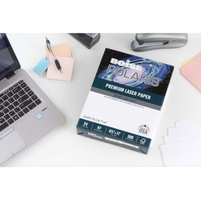 Polaris Laser Paper - 97 Brightness - Letter - 8 1/2" (215.90 mm) x 11" (279.40 mm) - 28 lb (12700.59 g) Basis Weight - Smooth - Jam-free, Double-sided - Bright White - 500 Sheet 500/PK WHT REPLACING LL1032