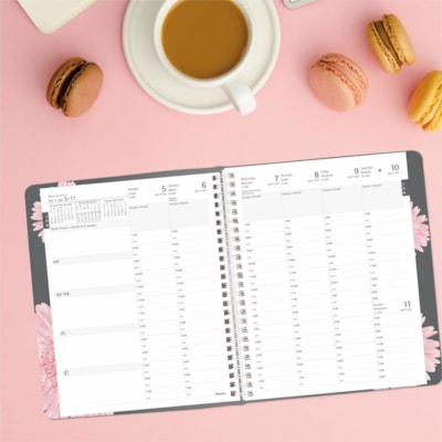 Blueline 2026 Pink Ribbon 13-Month Weekly/Monthly Planner - December to December - 8-1/2" x 6-3/4" - Pink Daisy - Bilingual - Weekly, Monthly - 13 Month - December 2025 to December 2026 - 7:00 AM to 7:30 PM - Half-hourly - Monday - Friday - 1 Week Double Page Layout - 6 3/4" (171.45 mm) x 8 1/2" (21  