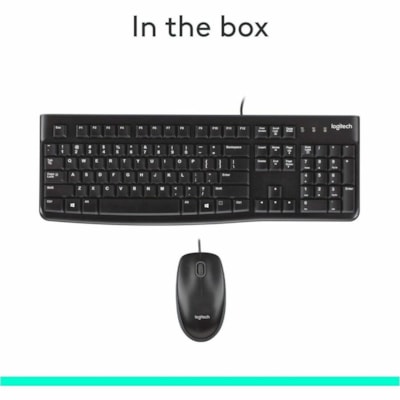 Logitech MK120 Desktop Corded Combo Set - USB Cable Keyboard - 104 Key - USB Cable Mouse - Optical - 1000 dpi - 3 Button - Scroll Wheel - Compatible with Computer for PC - 1 Each  
