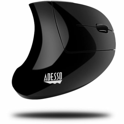 Adesso 2.4 GHz Wireless Vertical Ergonomic Mouse - Optical - Wireless - 30 ft (9144 mm) - Radio Frequency - 2.40 GHz - Black - USB - 1600 dpi - Scroll Wheel - 6 Button(s) - Right-handed - 2 x AAA Battery Supported  mouse  3 BTN  1000/1500/2000 switchable DPI  Blac