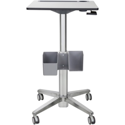 Ergotron LearnFit Sit-Stand Desk, Short - Laminated Rectangle Top - Melamine Laminate X-shaped Base - 4 Legs - 15 lb (6.80 kg) Capacity - Height Adjustable - 29" (736.60 mm) to 44" (1117.60 mm) Adjustment - 24" (609.60 mm) Table Top Width x 22" (558.80 mm) Table Top Depth - 45" (1143 mm) Height - St  ADJUSTABLE STANDING DESK  CLE AR ANODIZED