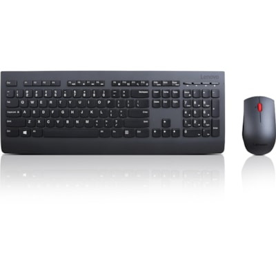 Lenovo Professional Wireless Keyboard and Mouse Combo - USB Wireless RF 2.40 GHz Keyboard - English (US) - Black - USB Wireless RF Mouse - Laser - 1600 dpi - Scroll Wheel - Black - Media Center Hot Key(s) - Symmetrical - AA - Compatible with PC SE 