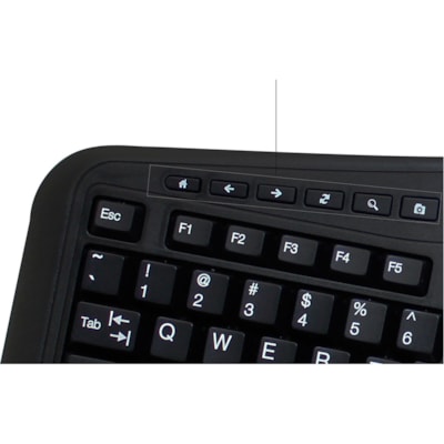 Adesso 2.4GHz Wireless Ergonomic Touchpad Keyboard - Wireless Connectivity - RF - 30 ft (9144 mm) - 2.40 GHz - USB Interface - 105 Key(s) - 20 Hot Key(s) - Previous Track, Next Track, Play/Pause, Volume Up, Volume Down, Mute, Forward, Search, Wake-up, My Computer, Sleep, ... Hot Key(s) - Windows 10, m Media 3D  Ergonomic  Touchpa d Keyboard  with  sp