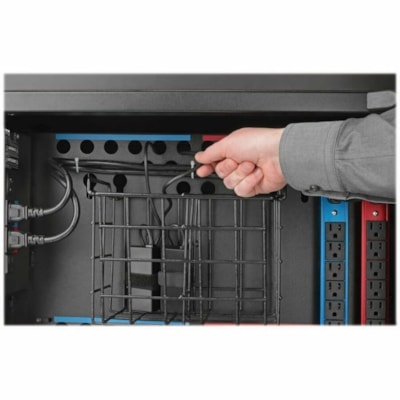 Tripp Lite series CSC42AC 42-Device AC Charging Station Cart, Black - 3 Shelf - Steel, Wood - 26" (661.42 mm) Width x 28.8" (732.54 mm) Depth x 43.1" (1093.47 mm) Height - Steel Frame - Black - For 42 Devices  AC Mobile Charging Cart - Lap tops and Chromebooks