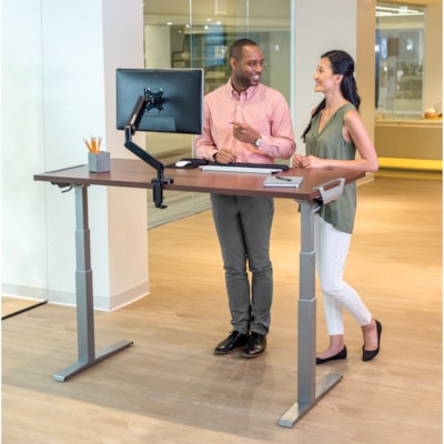 Fellowes High-Pressure Laminate Desktop - Mahogany Rectangle, High Pressure Laminate (HPL) Top - 220 lb (99.79 kg) Capacity - 60" (1524 mm) Table Top Length x 30" (762 mm) Table Top Width x 30" (762 mm) Table Top Depth x 1.1" (28.70 mm) Table Top Thickness - Assembly Required - Mahogany - 1 Each  - Mahogany 