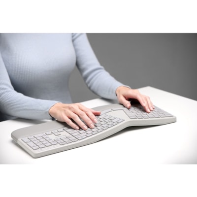 Kensington Pro Fit Ergo Wireless Keyboard and Mouse-Gray - USB Wireless Bluetooth/RF 4.0 Keyboard - Gray - USB Wireless Bluetooth/RF Mouse - Gray - Compatible with PC, Mac - Retail YBD AND MSE 