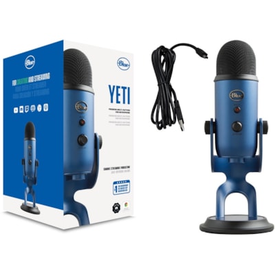 Blue Yeti Wired Condenser Microphone - Stereo - 20 Hz to 20 kHz - Cardioid, Bi-directional, Omni-directional - Desktop, Stand Mountable, Side-address - USB  