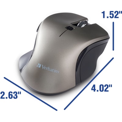 Verbatim USB-C(tm) Wireless Blue LED Mouse - Graphite - Blue LED/Optical - Wireless - Radio Frequency - 2.40 GHz - Graphite - USB Type C - 1600 dpi - 6 Button(s) - 1 Each USB-C 