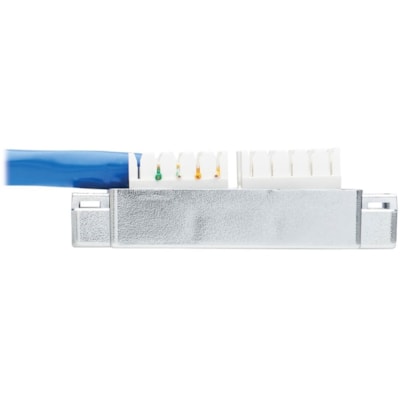 Tripp Lite series Cat6a Junction Box Cable Assembly, 18 in., Blue - 1.5 ft (0.46 m) Category 6a Network Cable for Network Device, Surveillance Camera, Wallplate, Access Point - First End: 1 x RJ-45 Network - Male - Second End: 1 x 110 Punchdown Block - 10 Gbit/s - Patch Cable - Shielding - Gold Plat bly - Surface Mount  Shielded  PoE+  RJ45/110 Punc