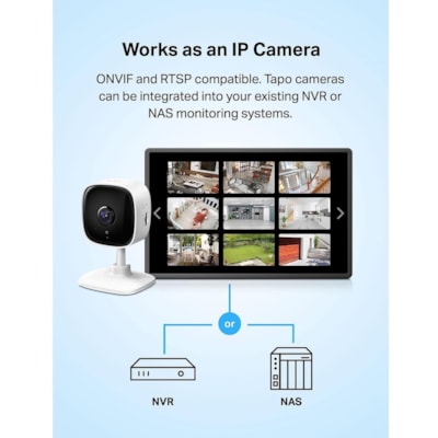 Tapo C100 2 Megapixel Indoor Full HD Network Camera - Color - White - 30 ft (9.14 m) Infrared Night Vision - H.264 - 1920 x 1080 - 3.3 mm (0.13") Fixed Lens - Google Assistant, Alexa Supported  PERP 