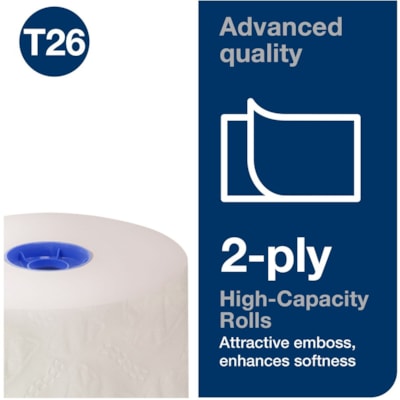 TORK - Papier hygiénique 110292A - 2 Plilongueur de 3,75 po (95,25 mm) - 1000 Feuilles - diamètre du rouleau 5,40 po (137,16 mm) - 1,65 po (41,91 mm) Matériau - Blanc - Fibre - 36 / Carton 2 ÉPAISSEURS  36 ROULEAUX   2  COUCHES  1000 C