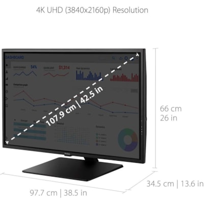 ViewSonic Entertainment VX4381-4K 43" Class 4K UHD LED Monitor - 16:9 - Black - 42.5" Viewable - Multi-domain Vertical Alignment (MVA) - LED Backlight - 3840 x 2160 - 1.07 Billion Colors - 450 cd/m² - 3 ms - 75 Hz Refresh Rate - Speakers - HDMI - DisplayPort - Mini DisplayPort - USB Hub  