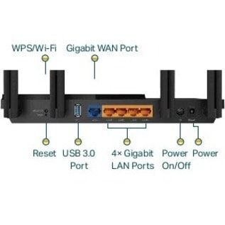 TP-Link Archer AX55 Wi-Fi 6 IEEE 802.11ax Ethernet Wireless Router - Dual Band - 2.40 GHz ISM Band - 5 GHz UNII Band - 4 x Antenna(4 x External) - 375 MB/s Wireless Speed - 4 x Network Port - 1 x Broadband Port - USB - Gigabit Ethernet - VPN Supported - Desktop  