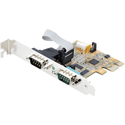 StarTech.com 2-Port PCI Express Serial Card, Dual Port PCIe to RS232 (DB9) Serial Card, 16C1050 UART, COM Retention, Windows & Linux - Connect serial RS232 (DB9) devices, using this PC Serial Card. Supports 16C1050 UART. LED lights to monitor activity on the PCI express DB9 card - The UART PCIe card  CTLR 