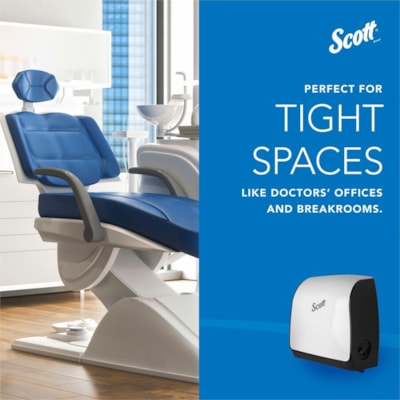 Scott - Distributeur de serviettes en papier Slimroll 47091 - Dispenser Blanc Sans contact - hauteur de 13 po (330,20 mm) x largeur de 12,70 po (322,58 mm) x profondeur de 7,20 po (182,88 mm) - Plastique - Anti-bactérien, Rechargeable, Style Contemporaire, Hygiénique, Compacte, Slim, R 12 63 PO X 16 13 PO X 10 2 PO 