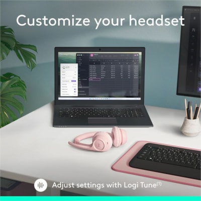 Logitech Zone 300 Headset - Stereo - Wireless - Bluetooth - 98.4 ft (30 m) - 50 Hz to 20 kHz - Over-the-head - Binaural - Supra-aural - Noise Cancelling Microphone - Rose  
