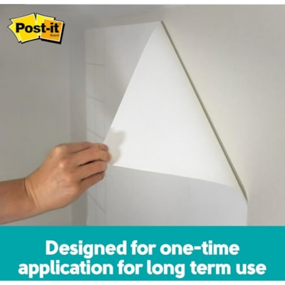 Post-it® Easy Erase Whiteboard Roll, 4'x3' - White Surface - White Sheet Color - Rectangle - 4" (101.60 mm) Length x 3" (76.20 mm) Width - Flexible, Stain Resistant, Easy Peel, Self-stick, Removable, Wipeable, Stain Proof - 1 Each WHITEBOARD SURFACE & SHEETS EE4X3