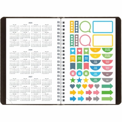 Blueline 2025-2026 13-Month Weekly/Monthly Academic Planner - July to July - 8" x 5" - Black - Bilingual - Academic - Weekly, Monthly - 13 Month - July 2025 to July 2026 - 1 Week Double Page Layout - 5" (127 mm) x 8" (203.20 mm) Sheet Size - Twin Wire - Black - Paper - Vicuana Cover - Holiday Listin  