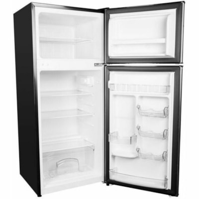 Danby 4.5 cu. ft. 2 Door Compact Fridge in Stainless Steel Look - 127.43 L - Auto-defrost - Upright - Reversible - 1x Freezer Drawer(s) - 127.43 L Net Refrigerator Capacity - Black, Stainless Steel - Freestanding - LED Light STEEL DOOR ENERGY STAR 