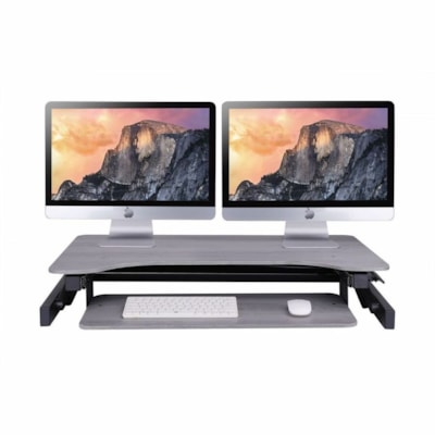 Rocelco 37"W-17"H Deluxe Adjustable Desk Riser - Up to 32" Screen Support - 35 lb (15875.73 g) Load Capacity - 17" (431.80 mm) Height x 37" (939.80 mm) Width x 23.30" (591.82 mm) Depth - Desk, Tabletop, Desktop - Laminate - Gray - For Multipurpose, Monitor, Notebook, Commercial, Workstation - Adjust table Desk Riser 