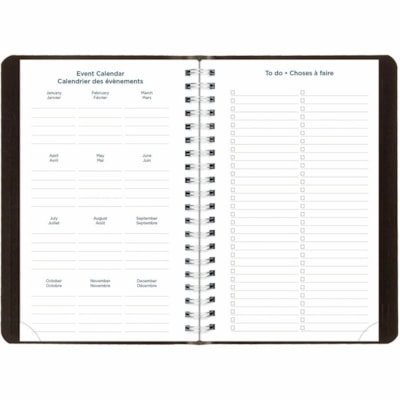 Blueline Daily/Monthly Academic Planner, Bilingual, Black (CA201B.BLK) - Academic - Daily, Monthly - 12 Month - August 2025 to July 2026 - 5" (127 mm) x 8" (203.20 mm) Sheet Size - Twin Wire - Black - Paper - Vicuana Cover - Task List, Goal Section, Schedule Section, Notes Section, Planning Space, P  