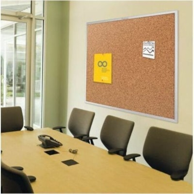 Quartet Standard Cork Bulletin Board, Aluminum Frame, 8' x 4' - 48" (1219.20 mm) Board Height x 96" (2438.40 mm) Board Width - Brown Cork Surface - Durable, Heavy-gauge, Self-healing - Silver Aluminum Frame - 1 / Each HEAVY GUAGE ANODIZED ALUMINUM FRAME WIDTH 1 1/4" QUARTET