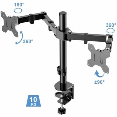 Rocelco 46" Sit-to-Stand Corner Desk and Dual Monitor Mount - Black - 1 Unit al Monitor Mount 